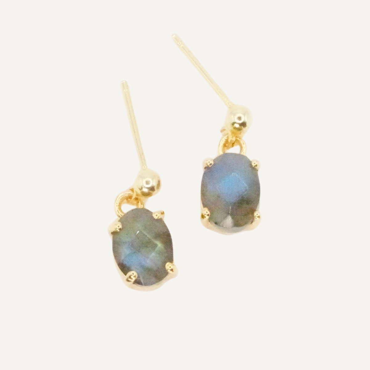 Labradorite oval stud earrings