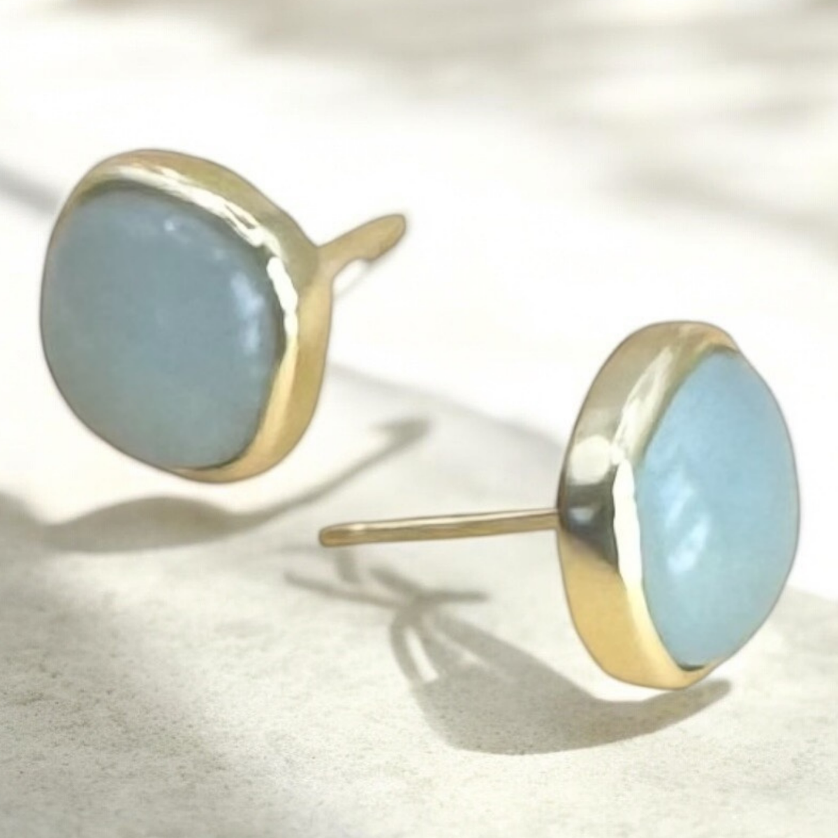 Aquamarine Square Earrings