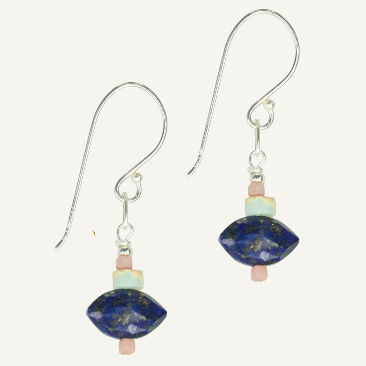 Sterling Silver Lapis Evil Eye Earrings