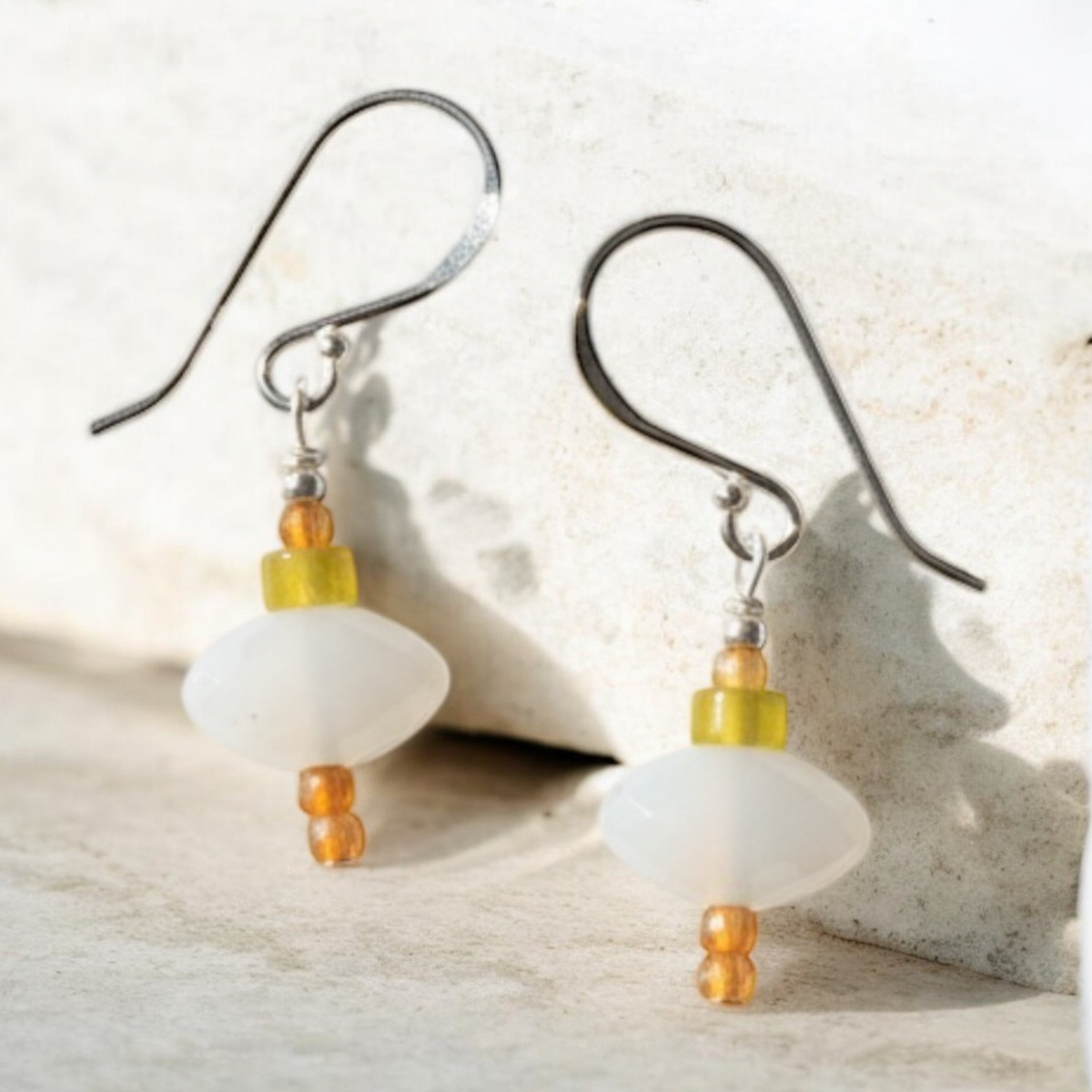 Moonstone Marquise Evil Eye Earrings – Sterling Silver