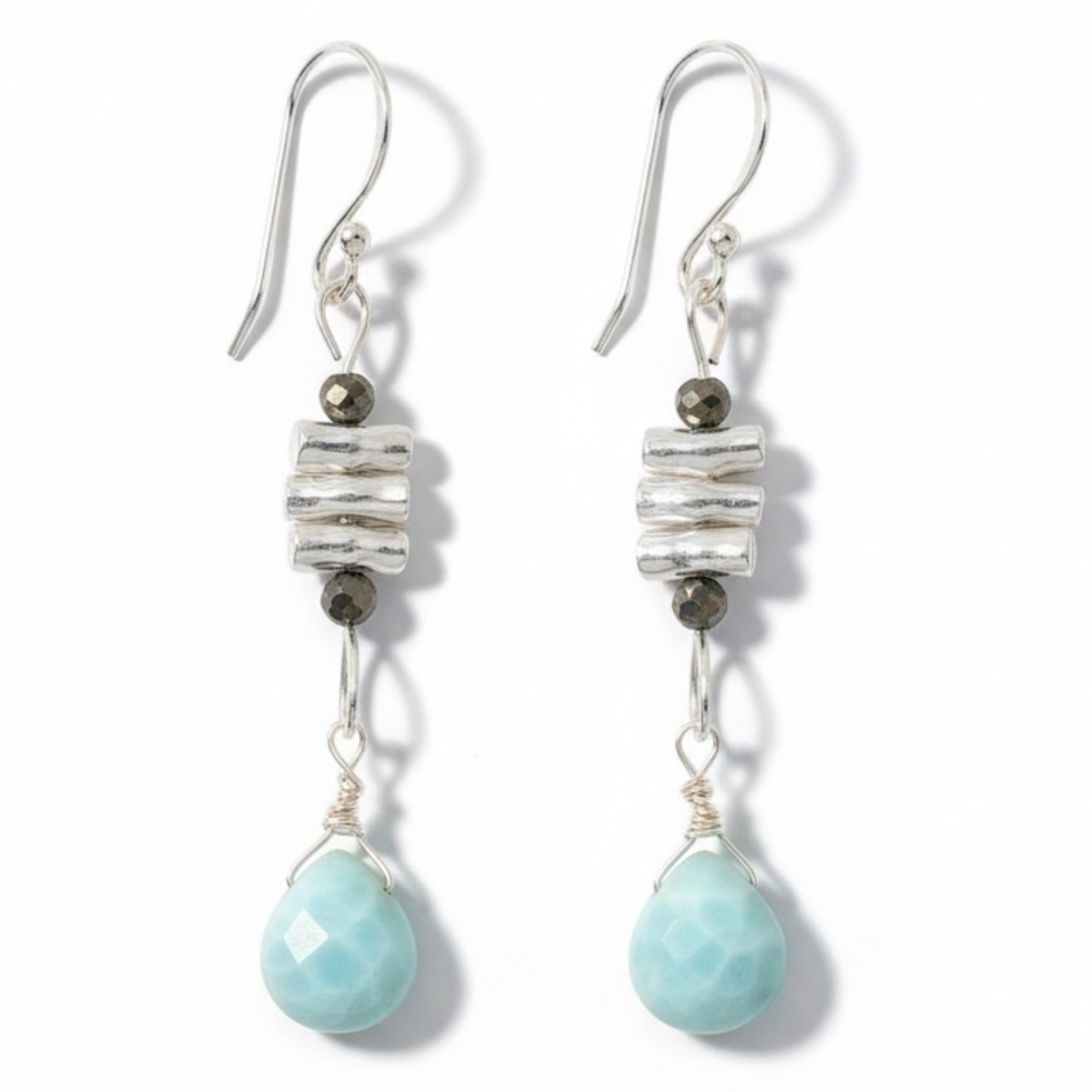 Hill Tribe Silver Larimar Dangle Earrings