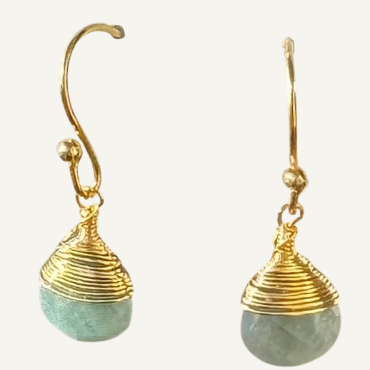 Aquamarine wrapped drop earring