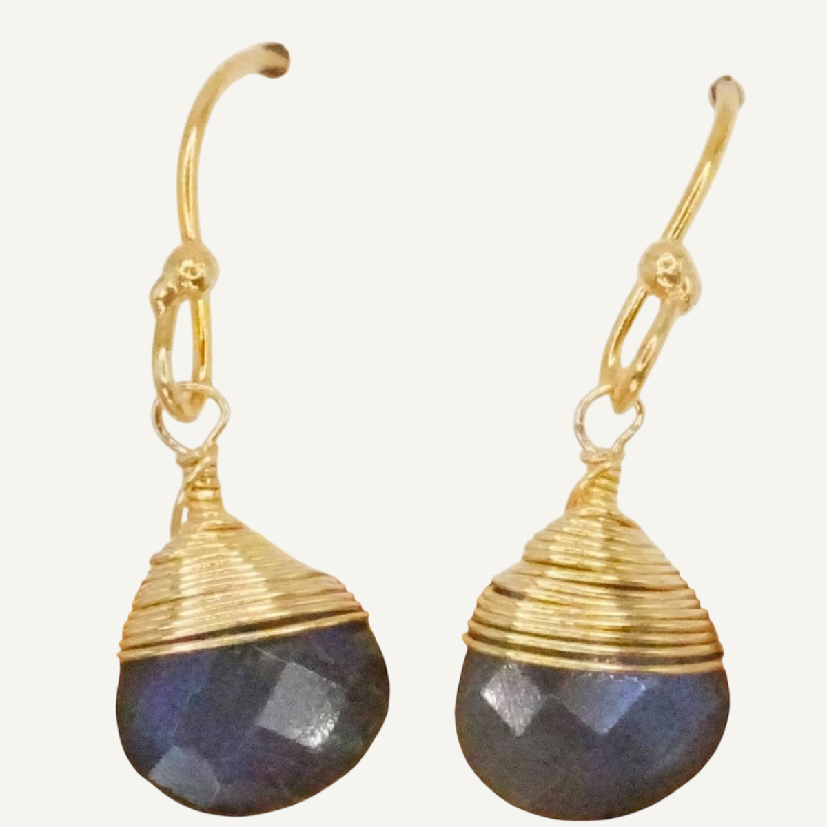 Golden Labradorite Wrapped Earrings