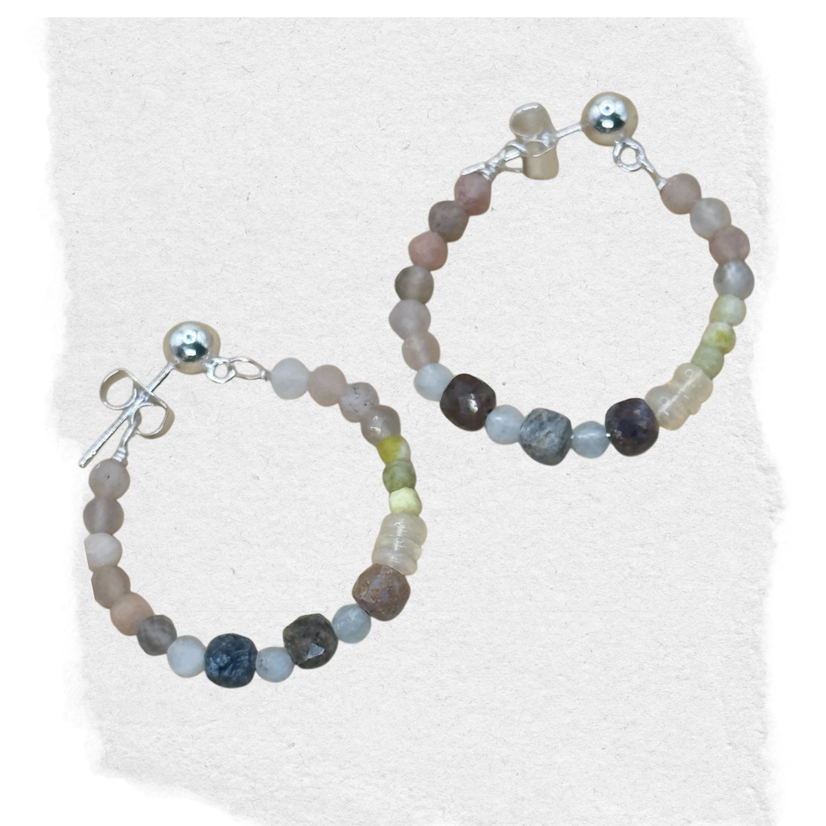 Sand and Stone Ball Stud Earrings