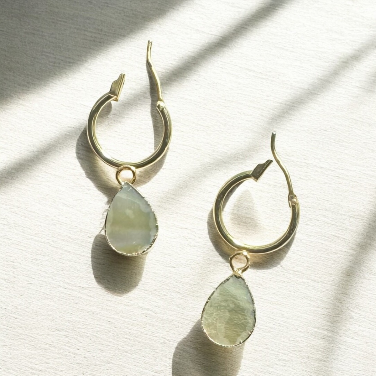 Mother of Pearl Drop Hoop Earrings