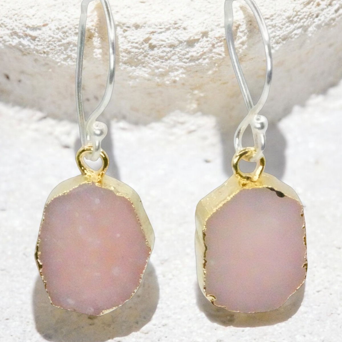 Natural Pink Peruvian Opal Earrings