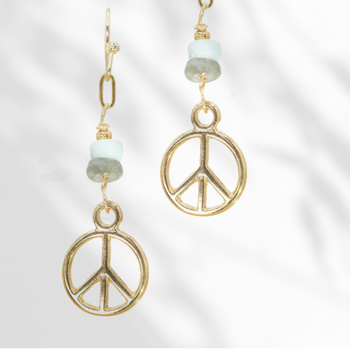 Peace Sign Larimar Dangle Earrings