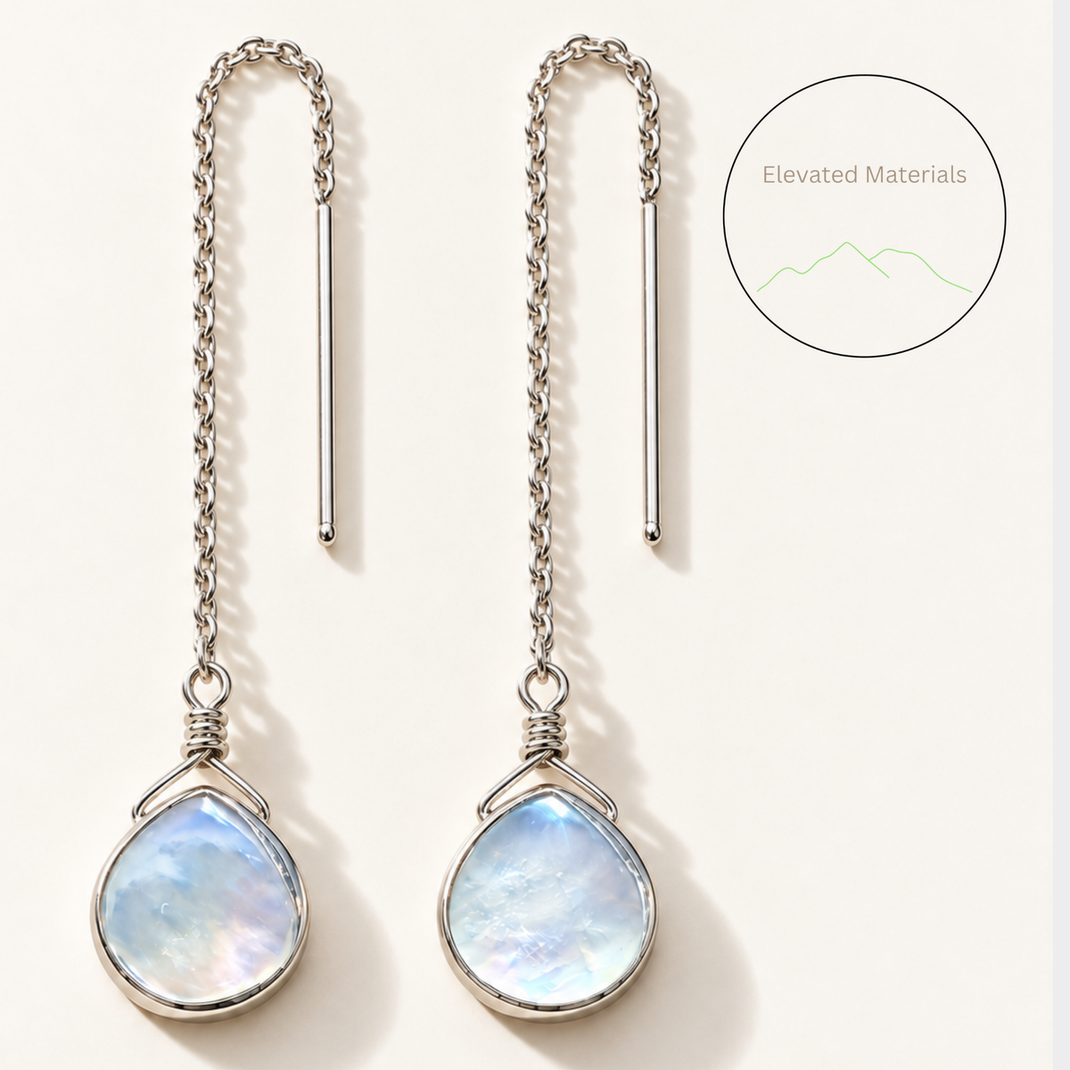 Moonlit Pearl | Mother-of-Pearl Sterling Silver Threader Earrings