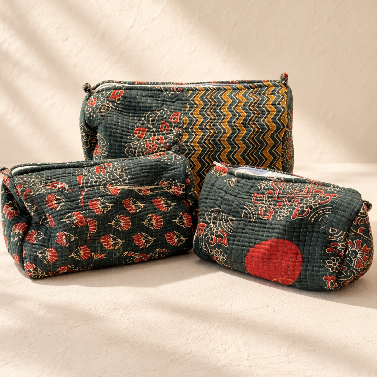 Wander & Gather | Handmade Kantha Quilted Zipper Pouches