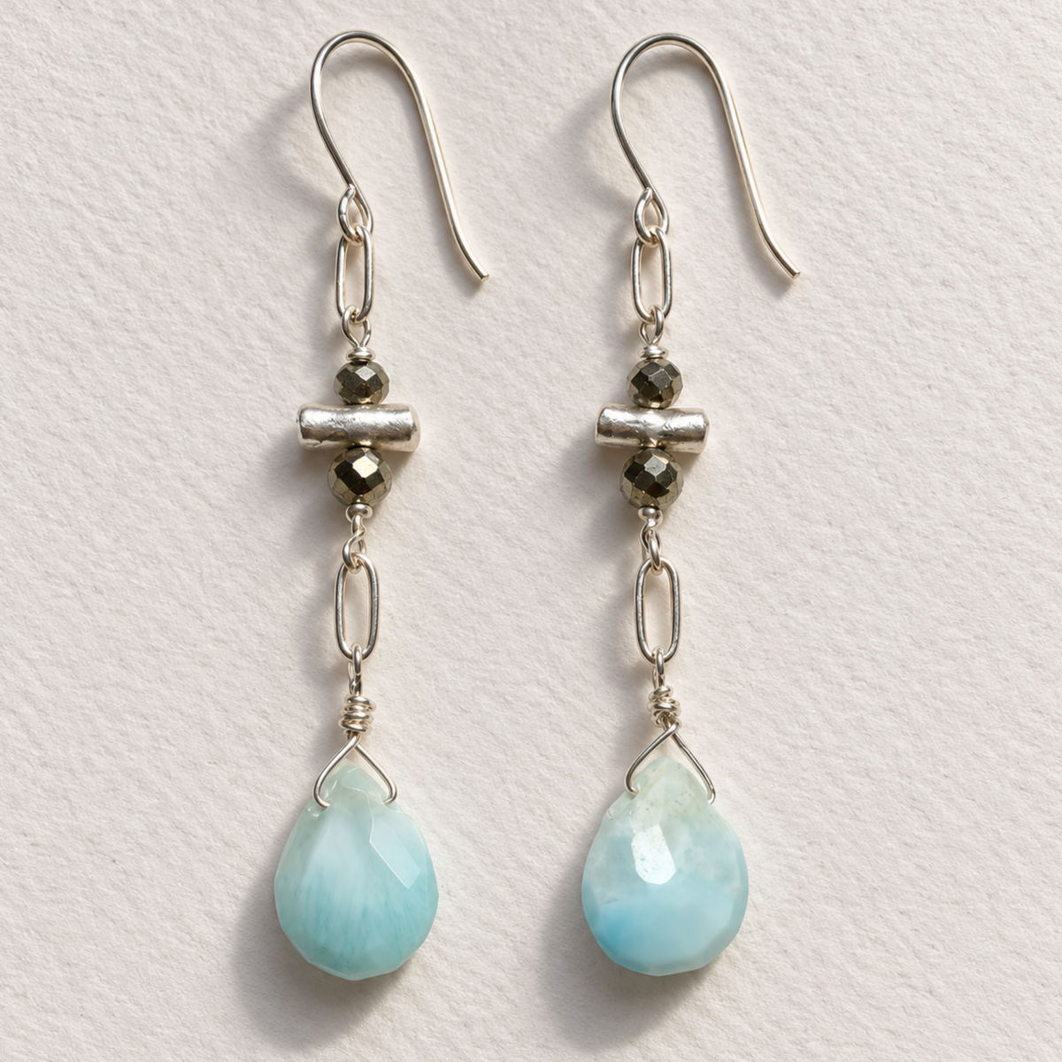 Hill Tribe Silver Larimar Dangle Earrings