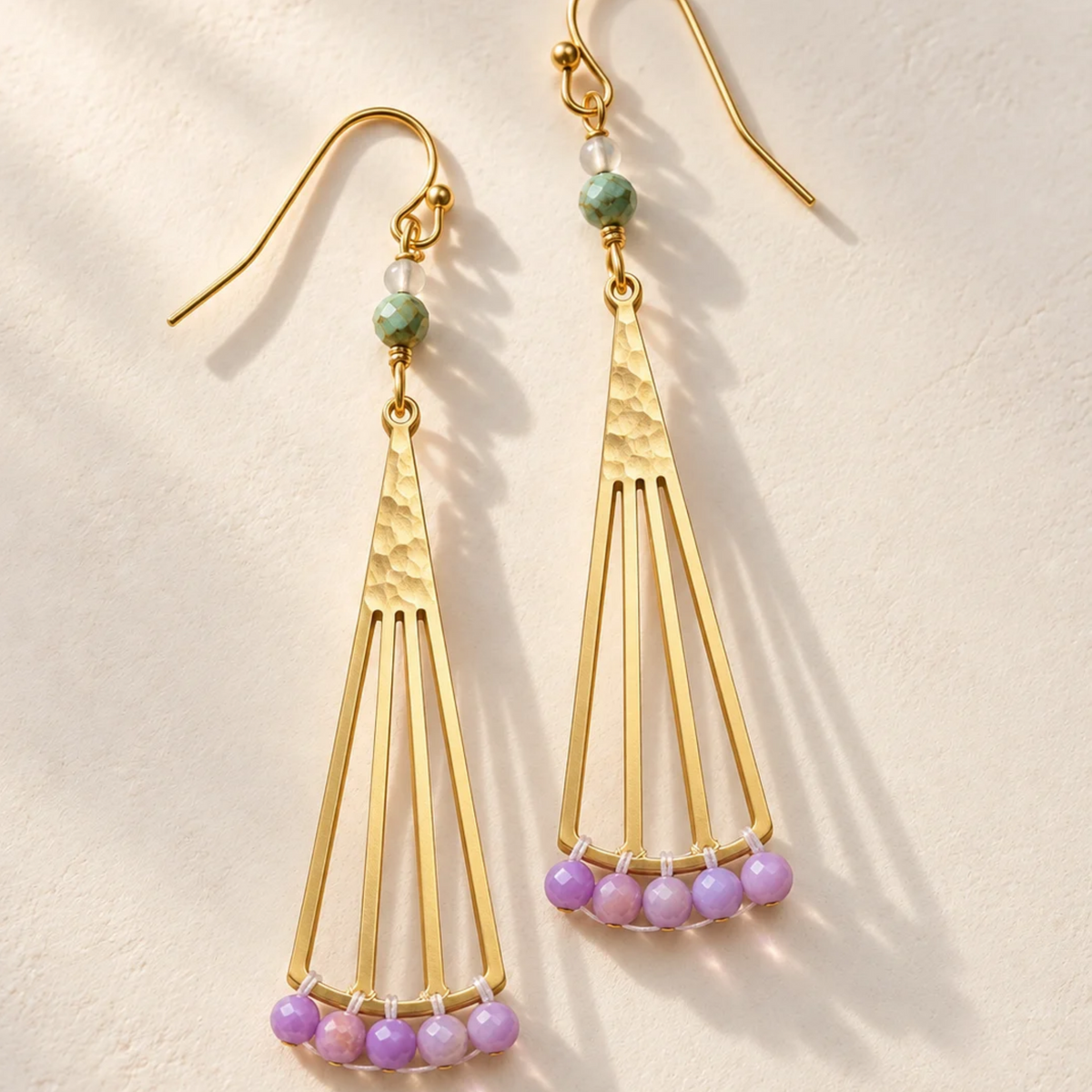 Mica and labradorite fan earrings