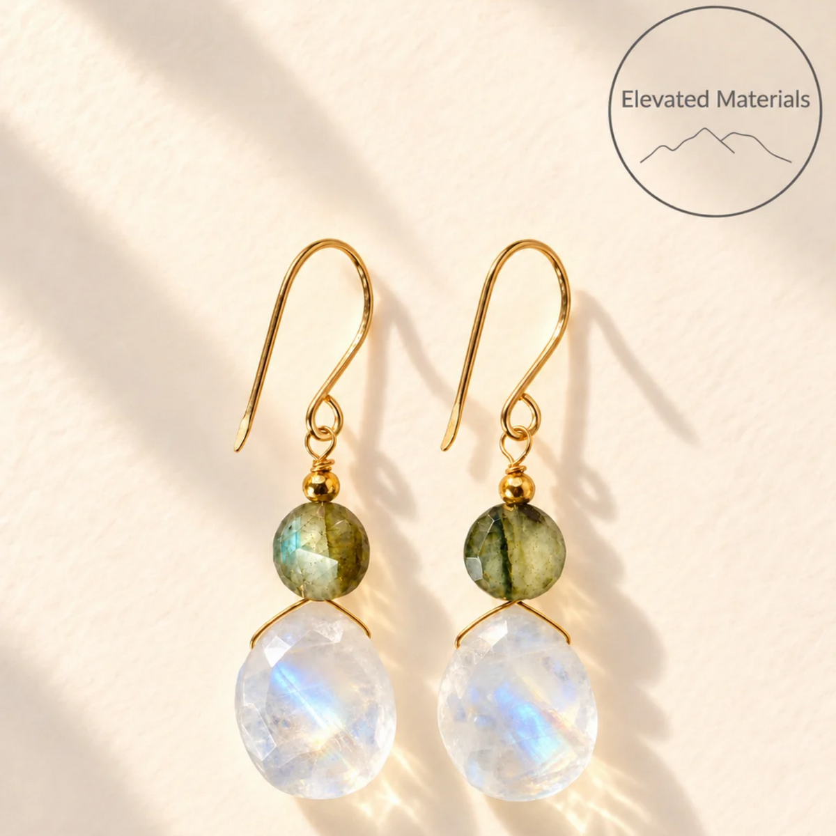 Radiant moonstone with labradorite earrings
