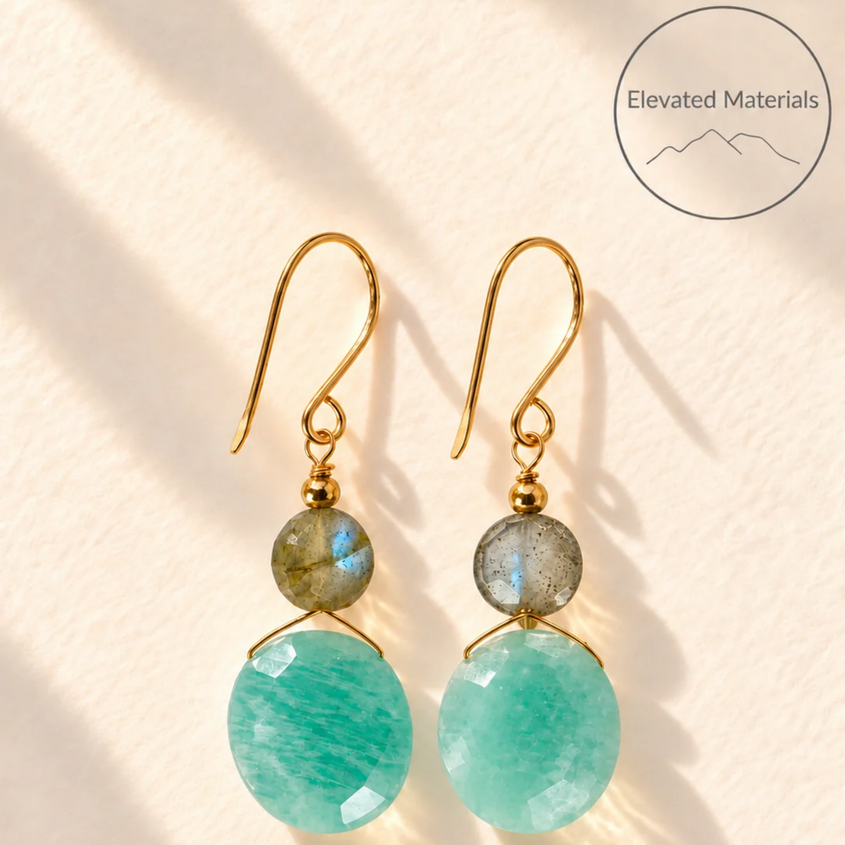 Oval amazonite with labradorite earrings