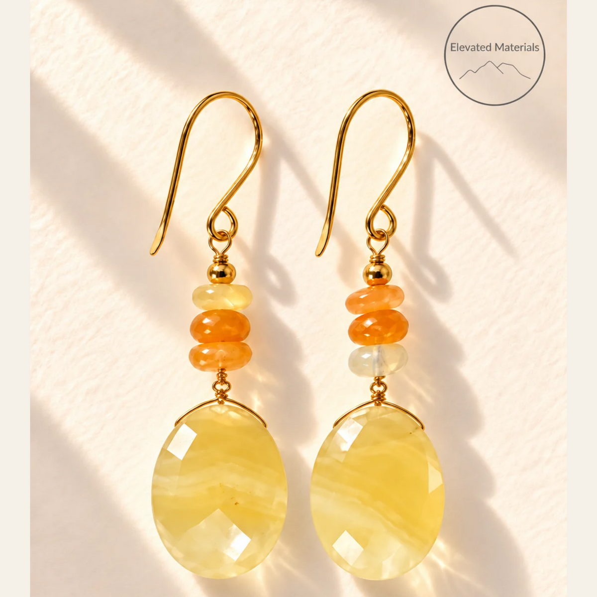 Tiger’s Eye & Fire Opal Oval Statement Earrings