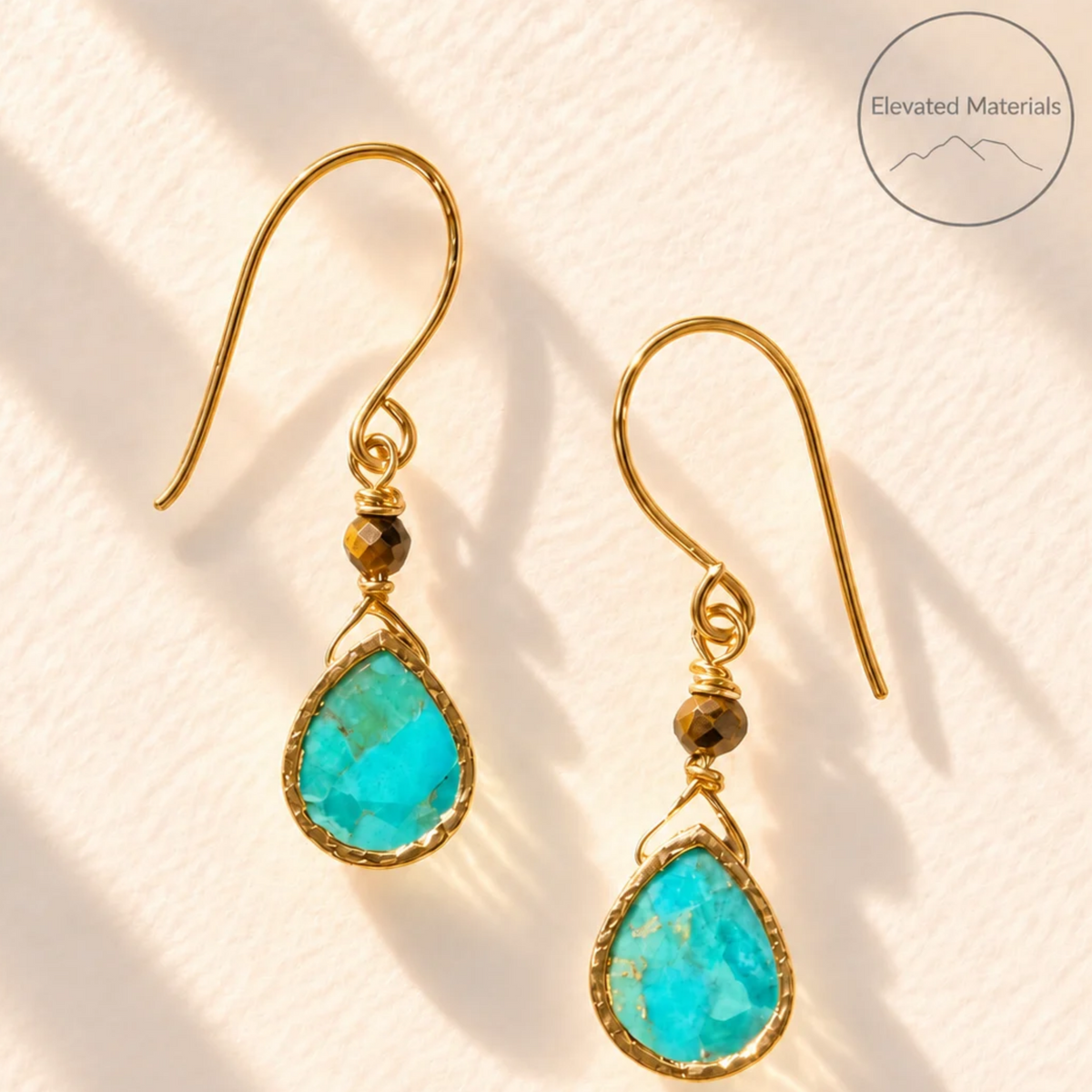 Gold elecrtoplated turquoise drop earring