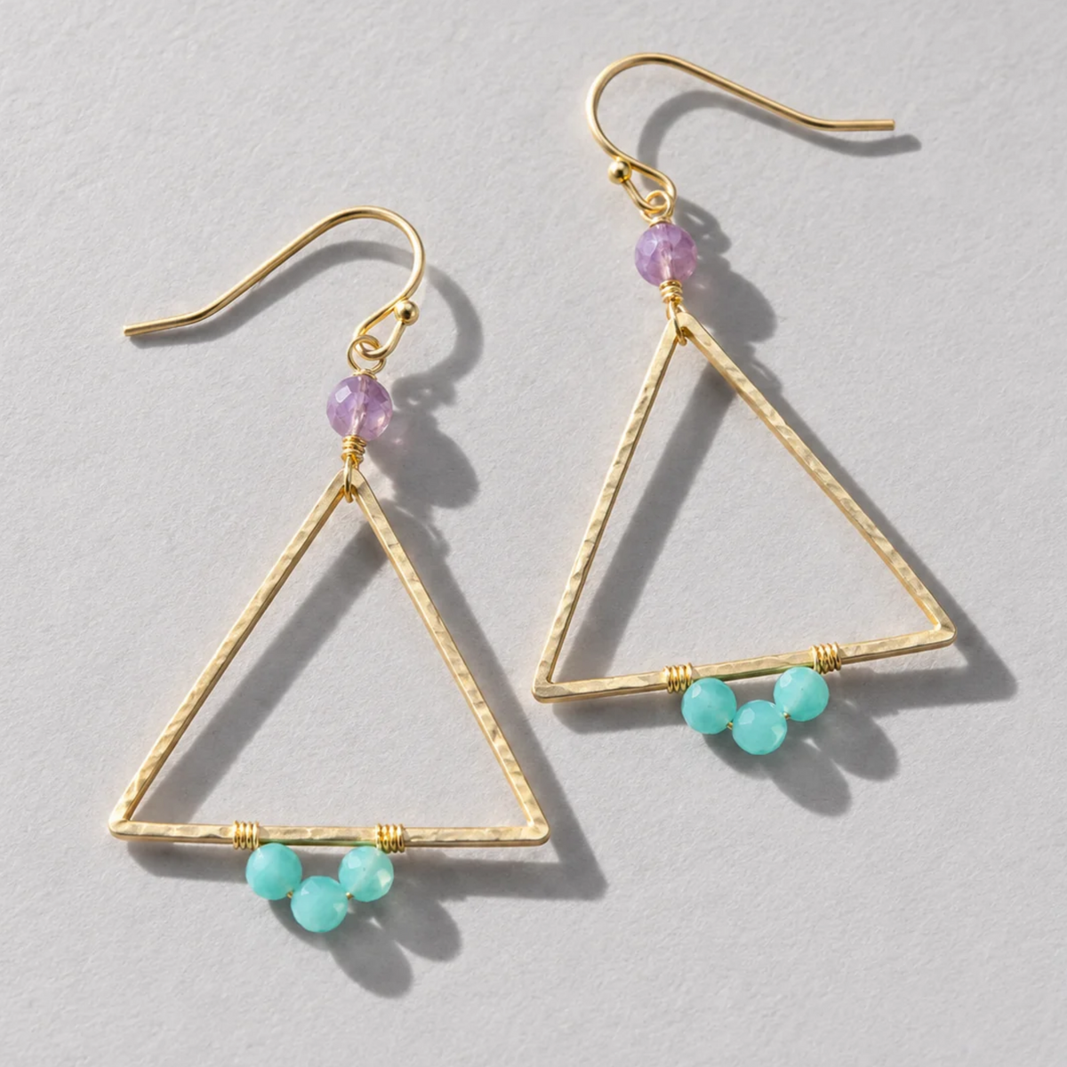 Golden Mesa | Brass & Chrysoprase Triangle Earrings
