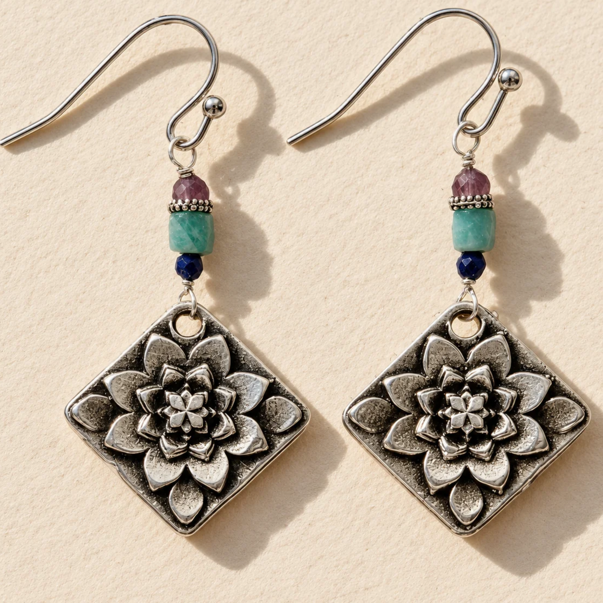 Wildflower Diamond & Amazonite Dangle Earrings