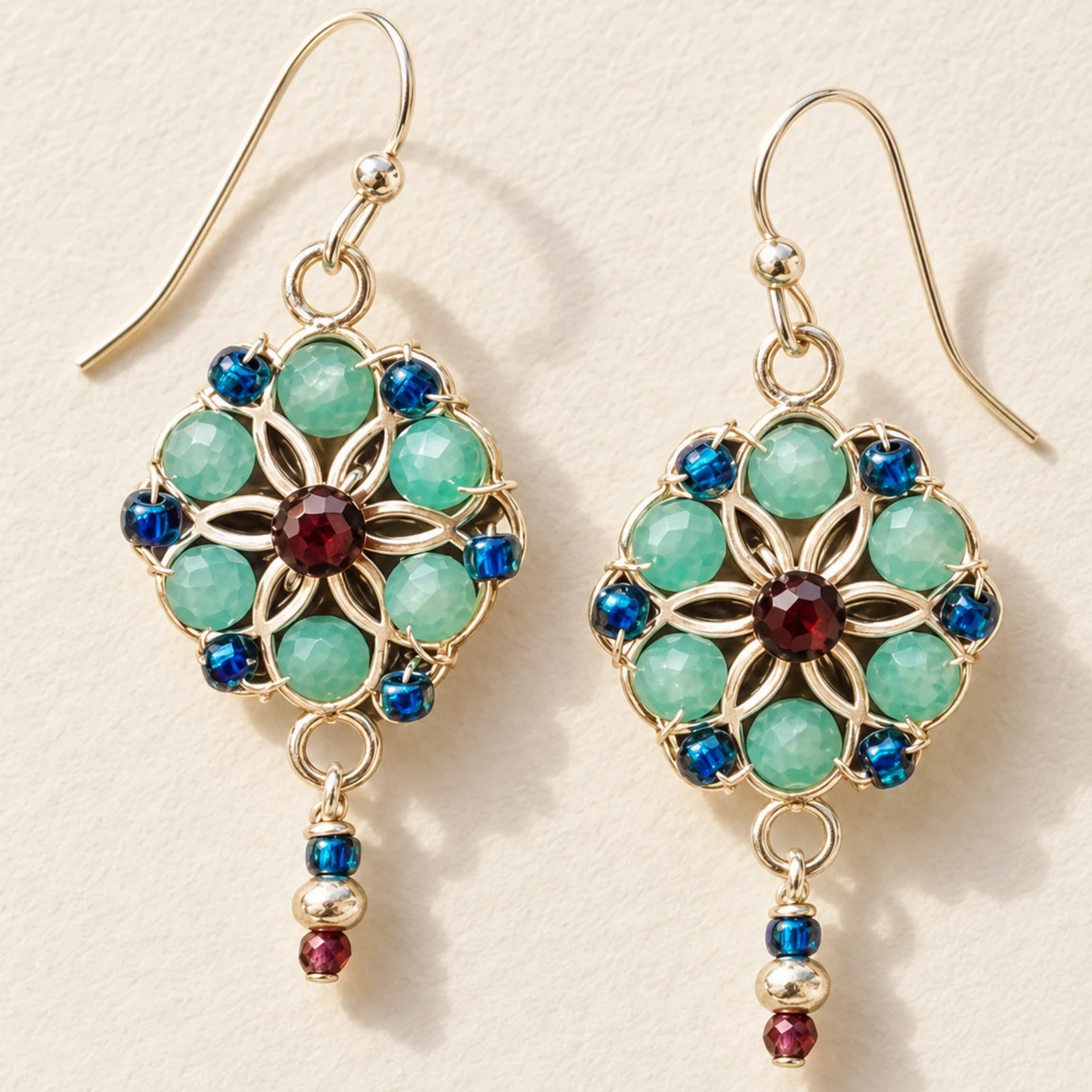Wildflower Artisan Woven Amazonite Earrings