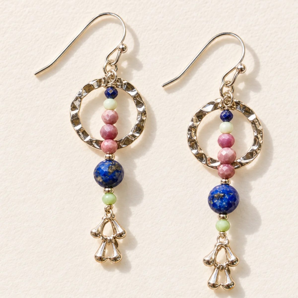 Blue Mosaic Lapis & Textured Circle Earrings
