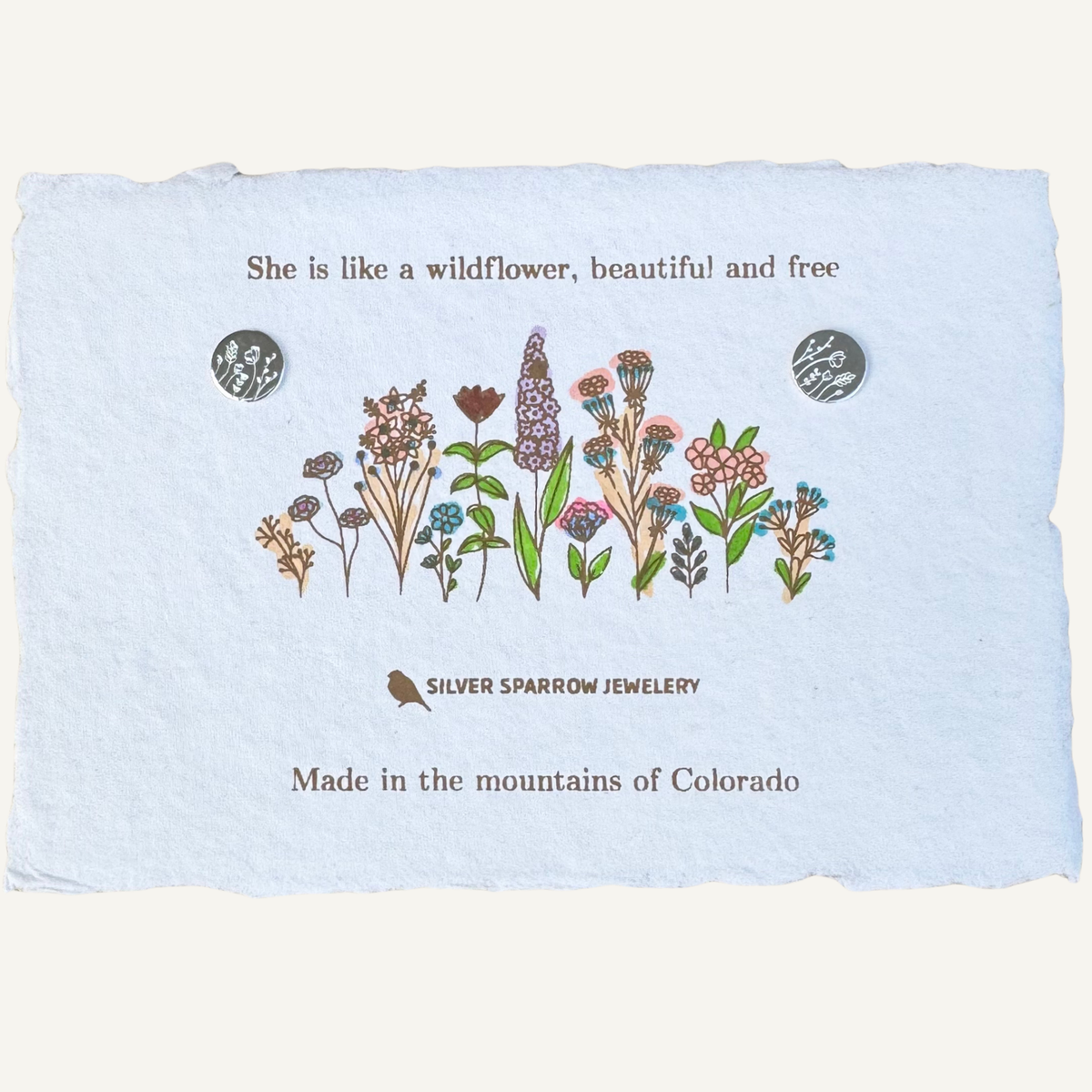 She is like a wildflower beautiful and free, sterling stud earrings