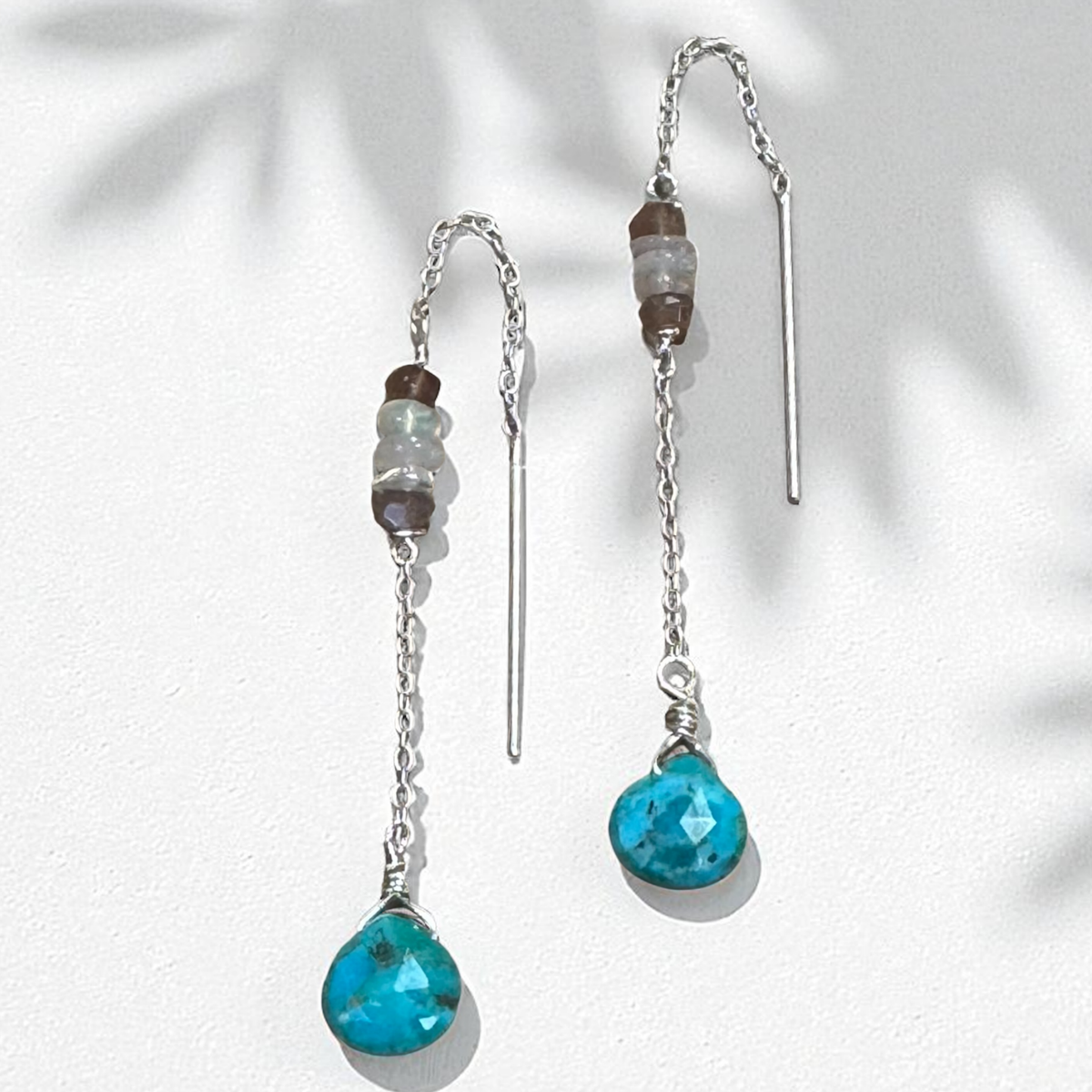 Turquoise sterling threaders with ethiopian opal