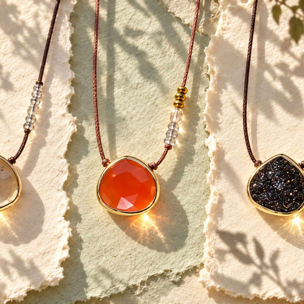 Stone Relics | Encased Gemstone Drop Necklaces