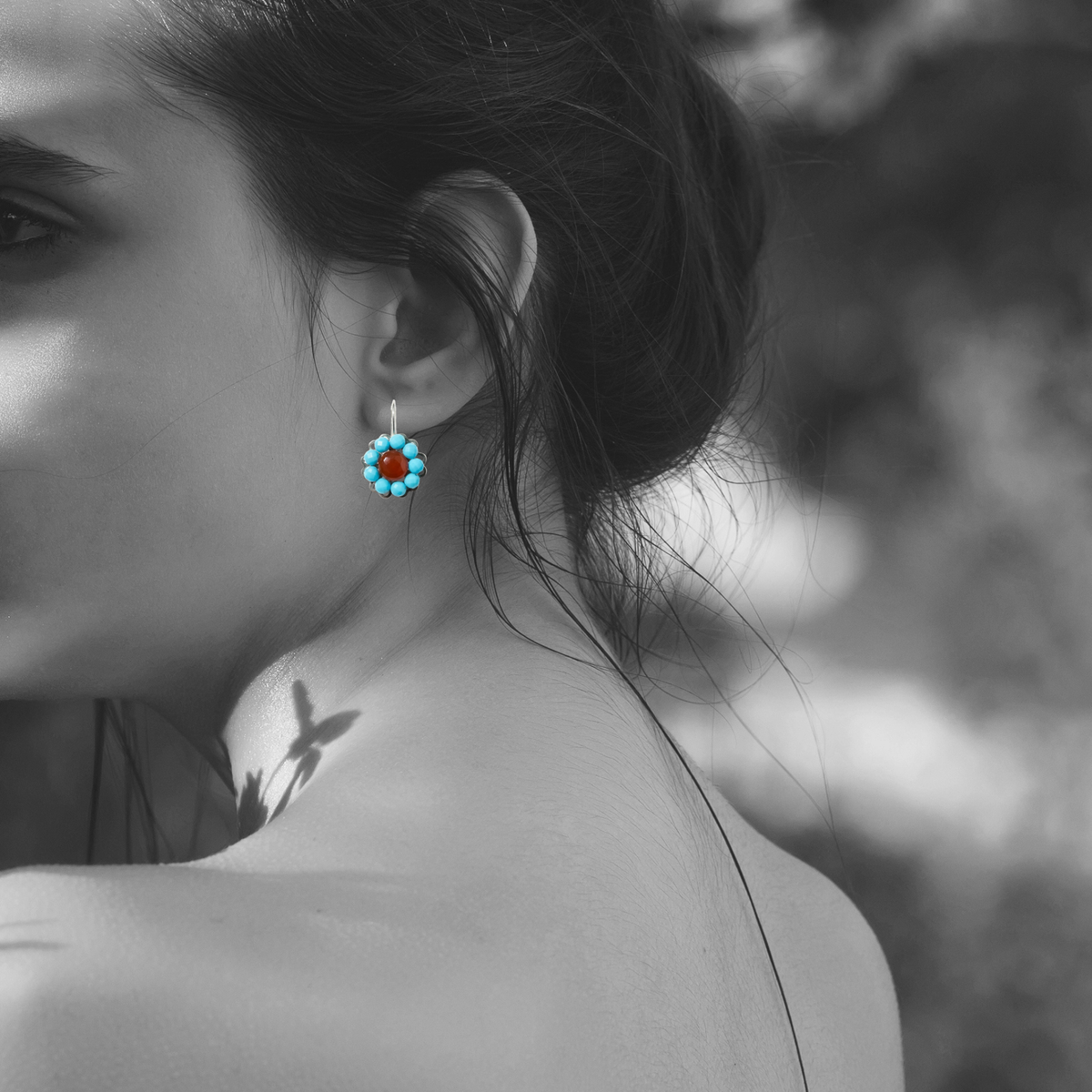 Southwest Carnelian Turquoise Mandala Earrings
