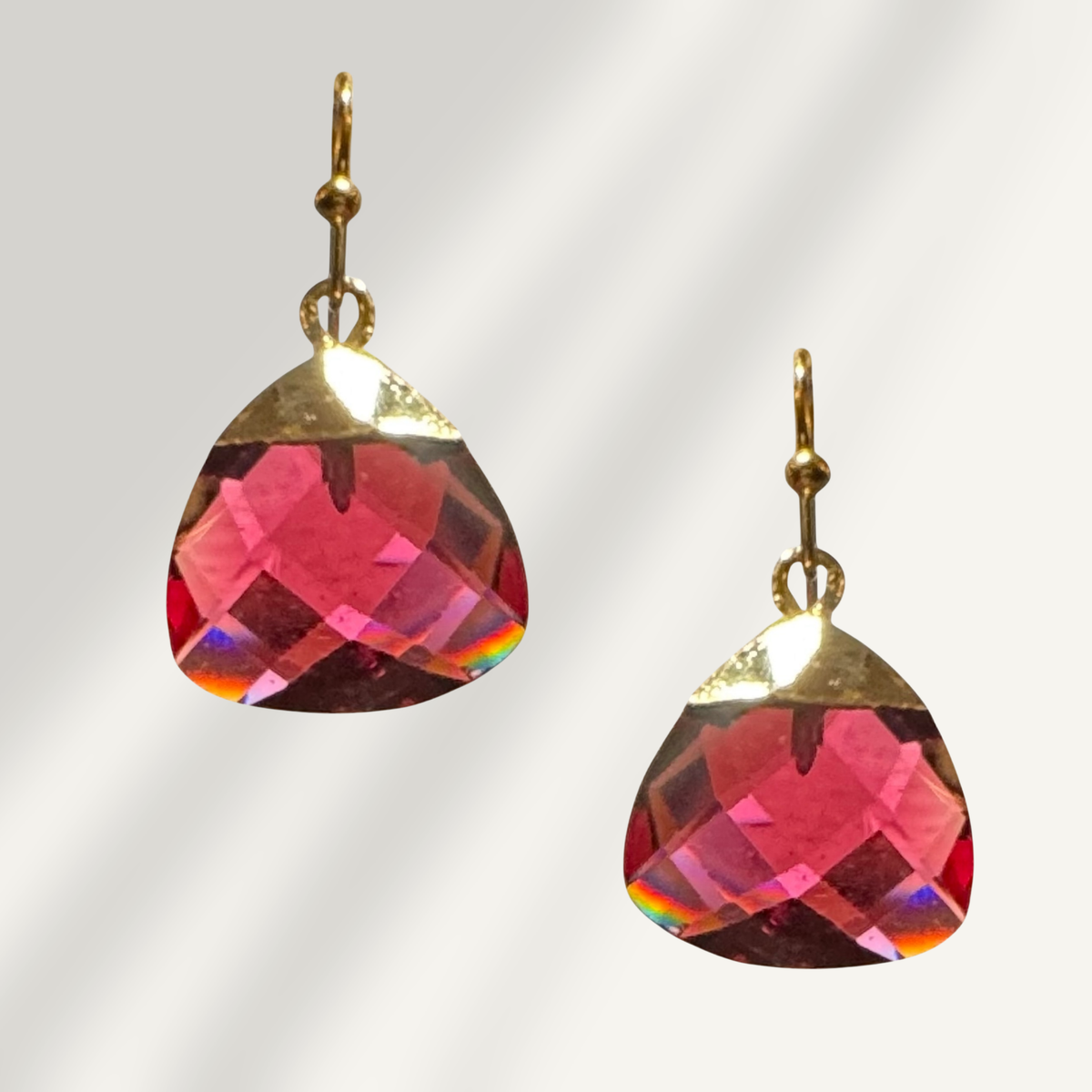 Faceted chunky triangle earrings