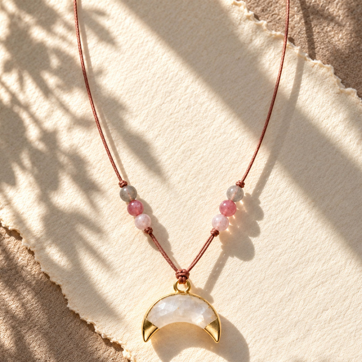 Lunar Terrain | Labradorite & Moonstone Crescent Necklace