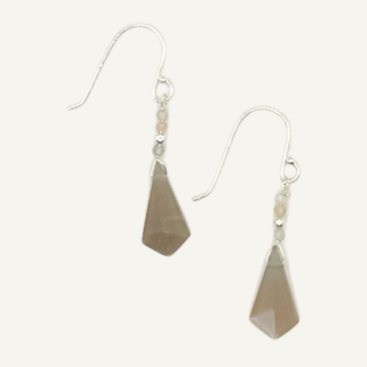 Grey Moonstone elongated diamond with mixed stones