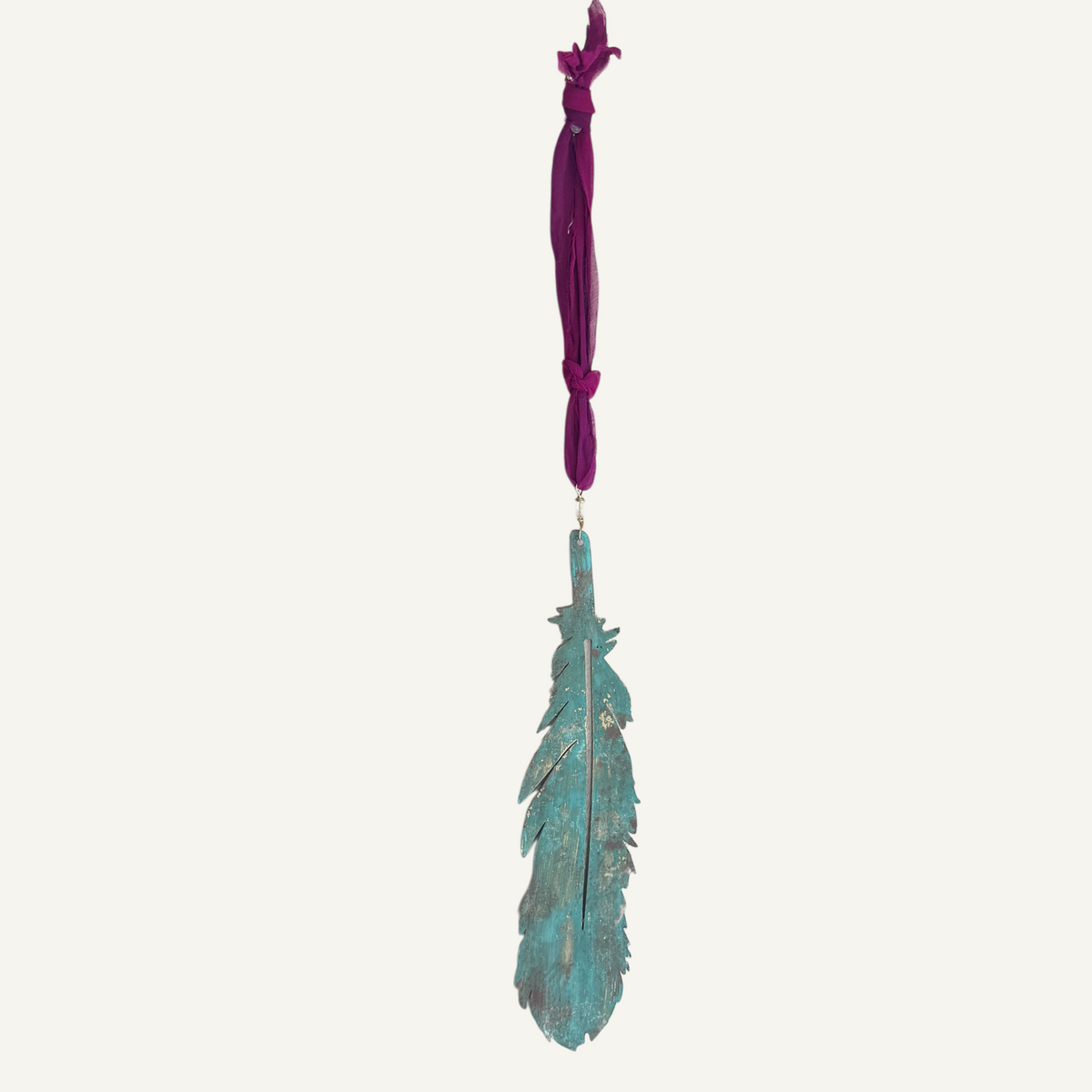 Wall hanging, Boho patina leaf