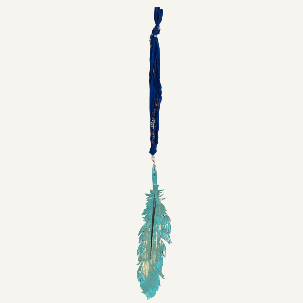 Wall hanging, Boho patina leaf