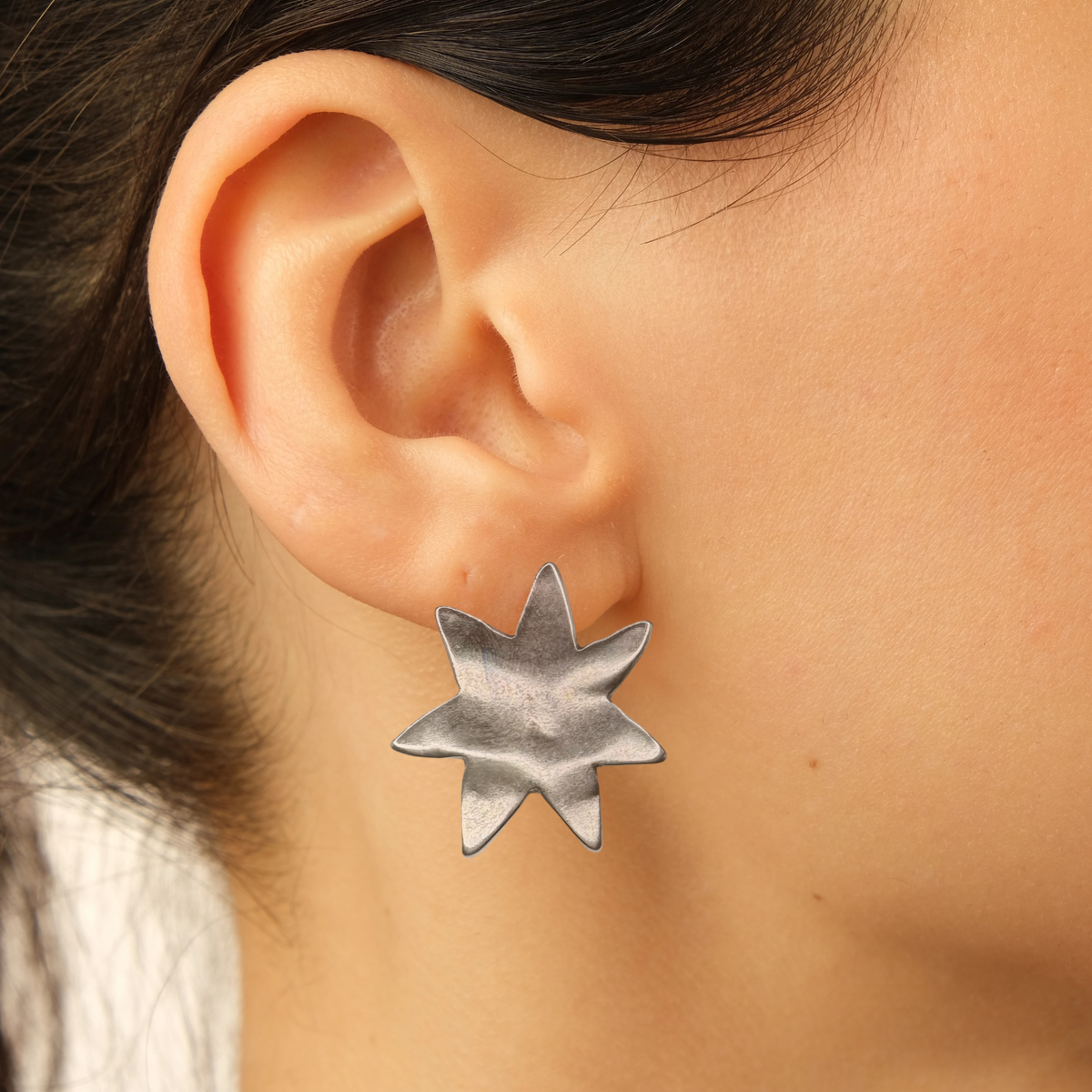 Deco Silver sun stud earrings