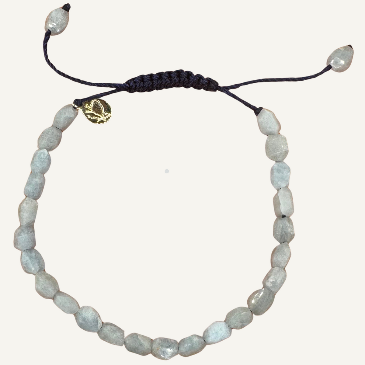 Aquamarine stone nugget adjustable bracelet
