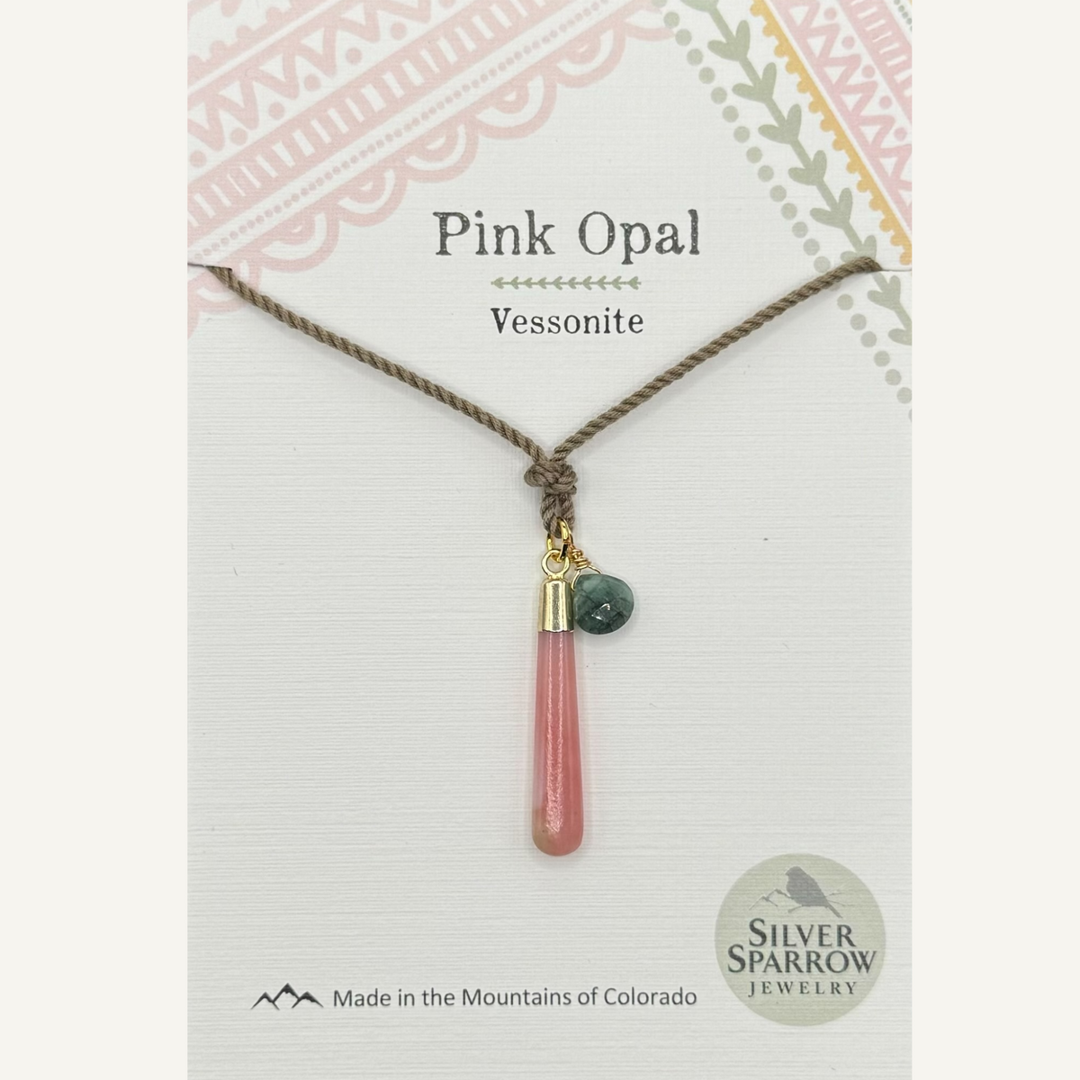 Pink opal with vessonite necklace