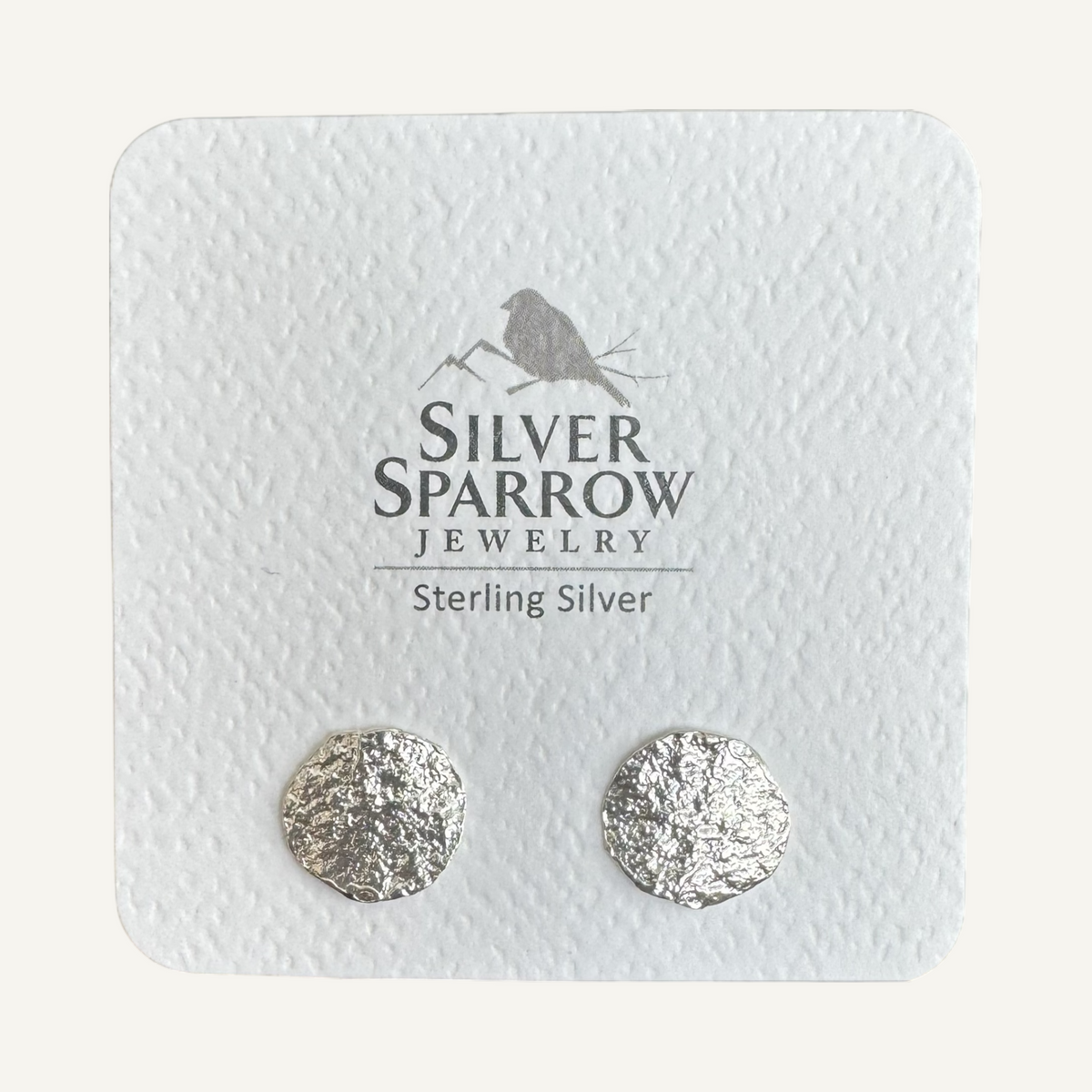 Hammered sterling silver stud earrings