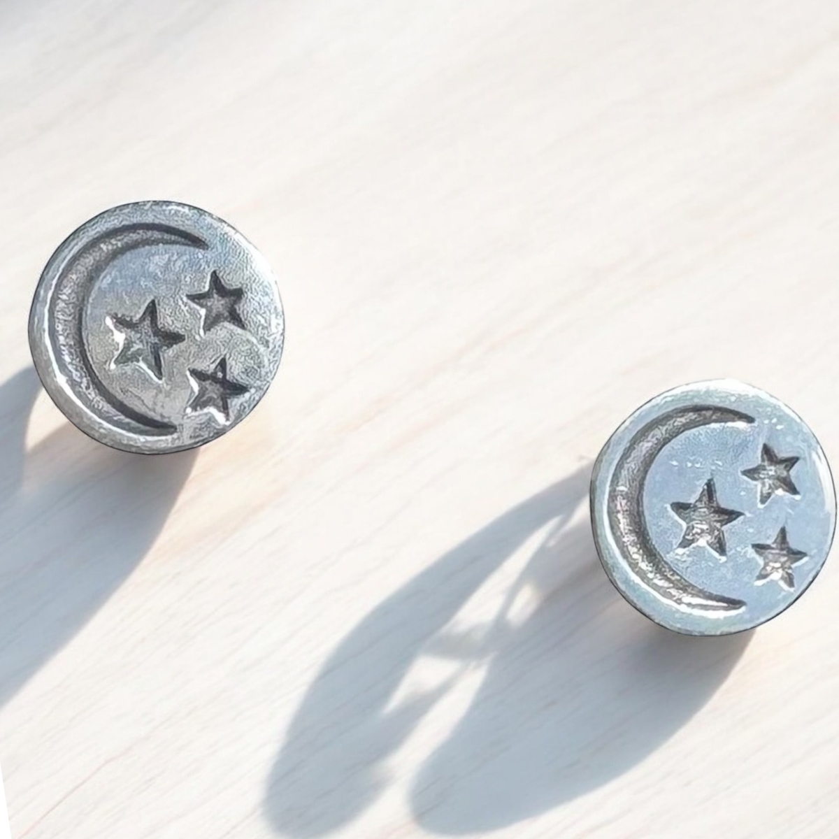 Celestial moon and sun stud earrings