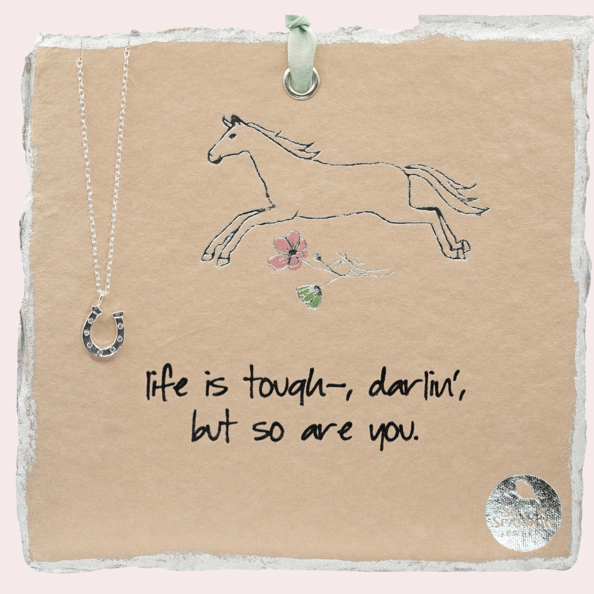 Sterling silver rhinestone horseshoe necklace