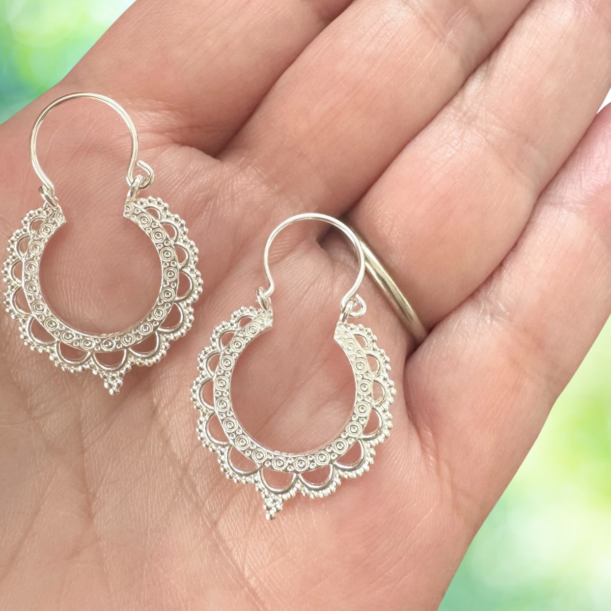 Bohemian Sterling Filigree Ethnic Earrings