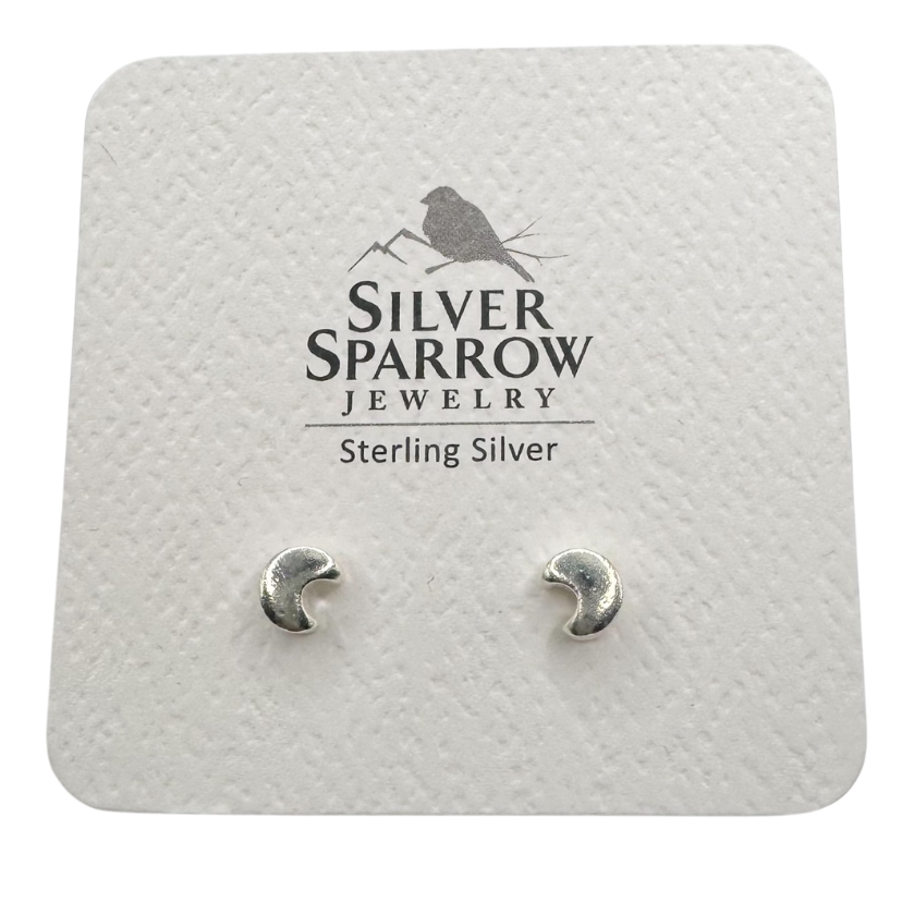 Sterling Silver Crescent Moon Stud earrings