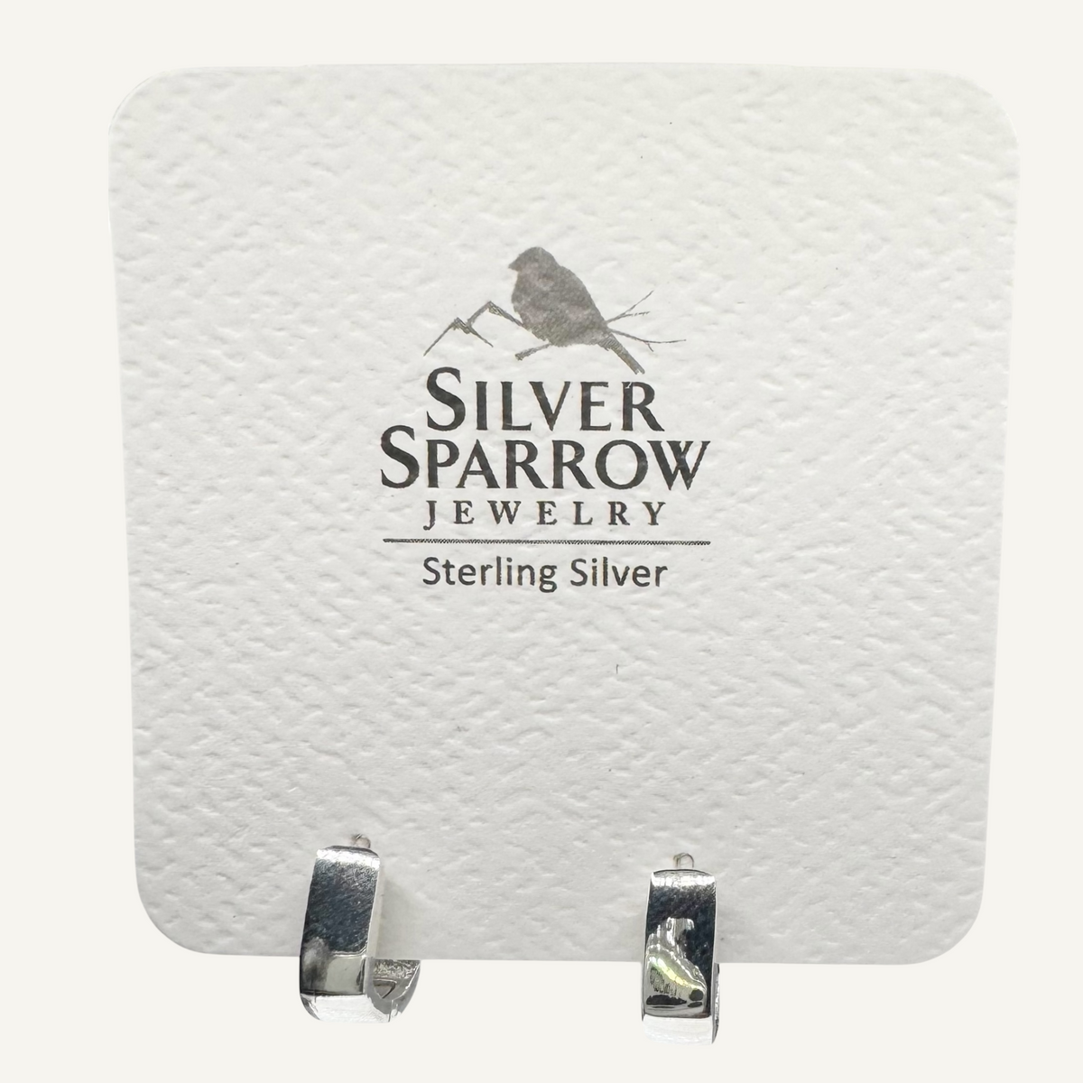 Sterling huggie square earrings